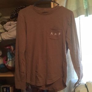 A long sleeve A&F Soft Tee, size extra small its color is a light brown